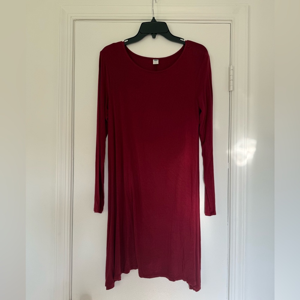 Old Navy Deep Red Long Sleeve Dress